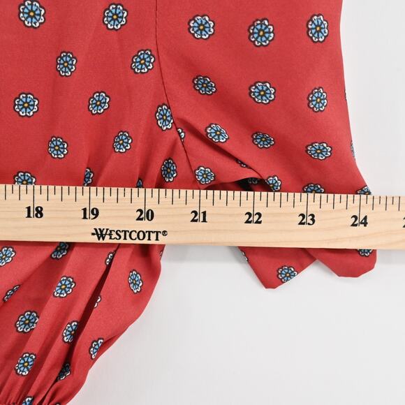 URBAN OUTFITTERS Womens Red Floral Jumpsuit Size XS Romper Belt Boho Chic Retro - Picture 4 of 14